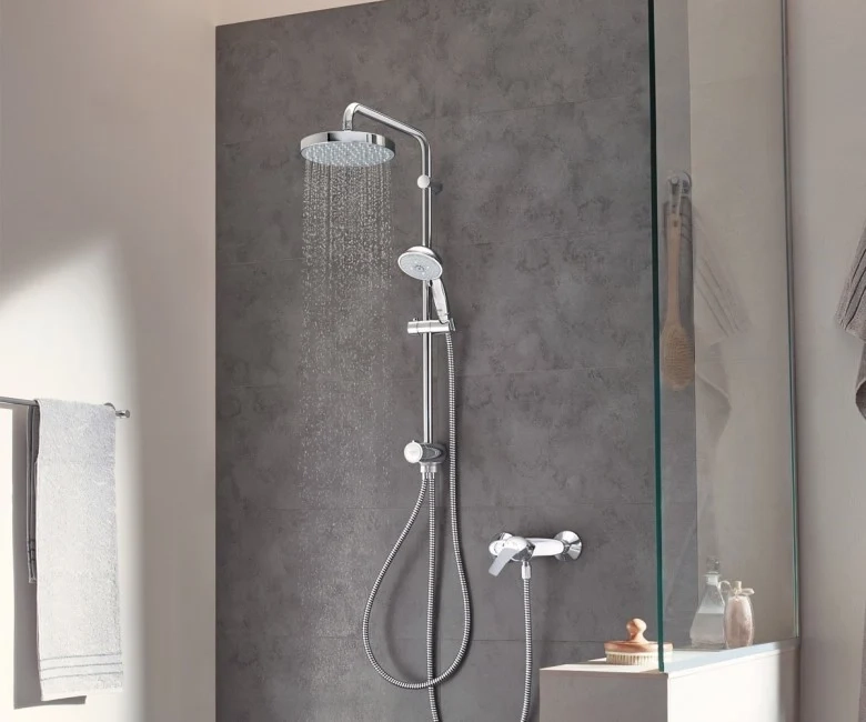 Душевая система с верхним душем 200мм Grohe New Tempesta Rustic, кронштейн 390мм и ручным душем на 4 режима (27399002) Фото - 2