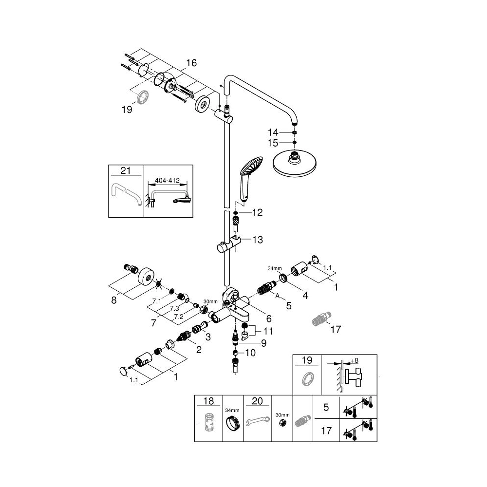 Душова система термостатична Grohe QuickFix Vitalio Joy System 260 27860001 Фото - 3