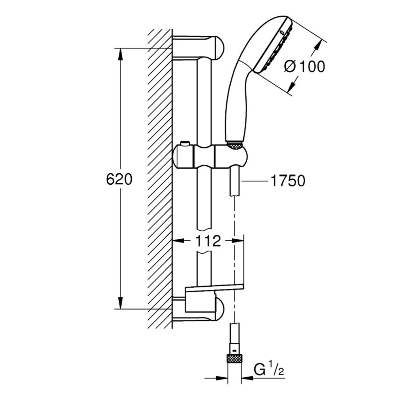 Душевой гарнитур Grohe New Tempesta 100 27926001 Фото - 1
