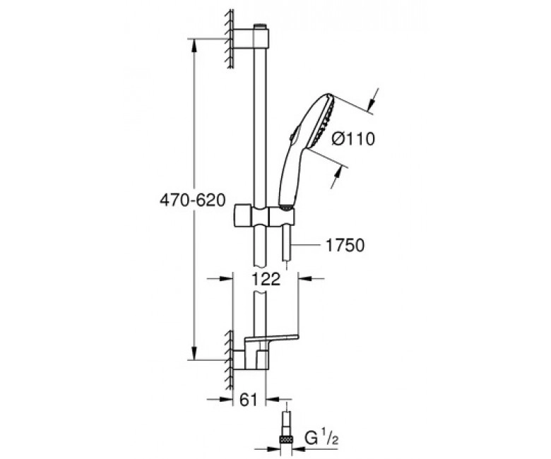 Душовий гарнітур Grohe Tempesta 110, 2 режими струменя, хром (27926003) Фото - 1