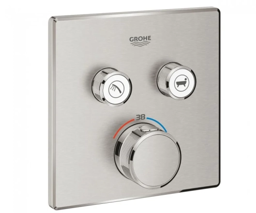 Термостат для душа скрытого монтажа Grohe Grohtherm SmartControl, наружная часть, суперсталь (29124DC0)