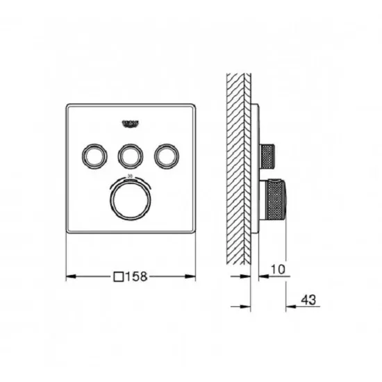 Смеситель скрытого монтажа Grohe Grohtherm SmartControl с термостатом (наружная часть) (29126000) Фото - 1