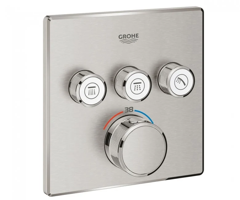 Термостат для вбудовуваного монтажу Grohe Grohtherm SmartControl на 3 виходи, суперсталь (29126DC0)