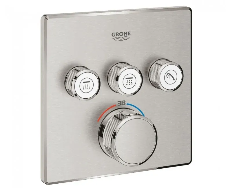 Термостат для встраиваемого монтажа Grohe Grohtherm SmartControl на 3 выхода, суперсталь (29126DC0)