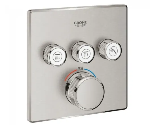 Термостат для встраиваемого монтажа Grohe Grohtherm SmartControl на 3 выхода, суперсталь (29126DC0)