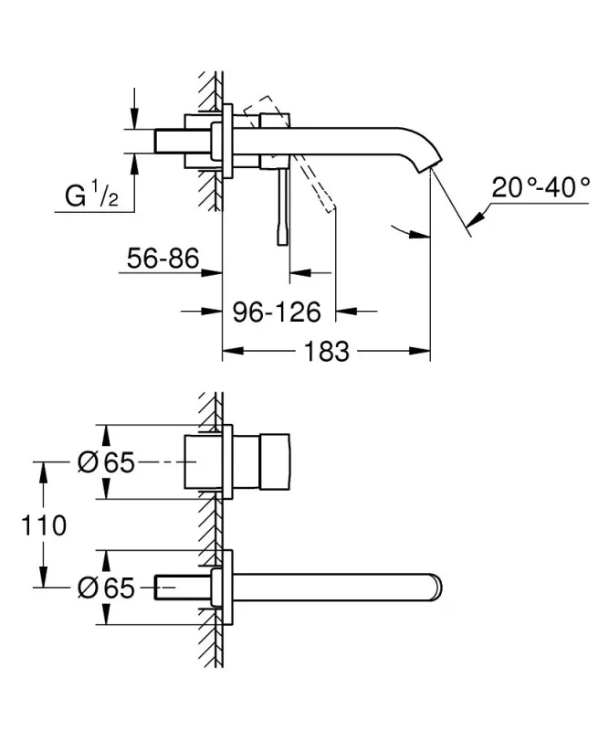 Змішувач для умивальника Grohe Essence M-Size, зовнішня частина, hard graphite (29192A01) Фото - 1