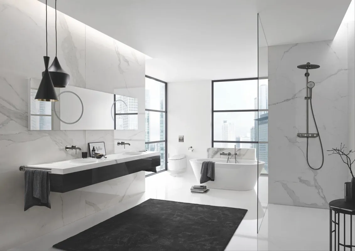 Смеситель для умывальника Grohe Essence M-Size, наружная часть, brushed hard graphite (29192AL1) Фото - 2