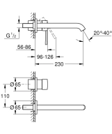 Смеситель для умывальника Grohe Essence New L-Size, со стены, на 2 отверстия внешняя часть, brushed warm sunset (29193DL1) Фото - 1