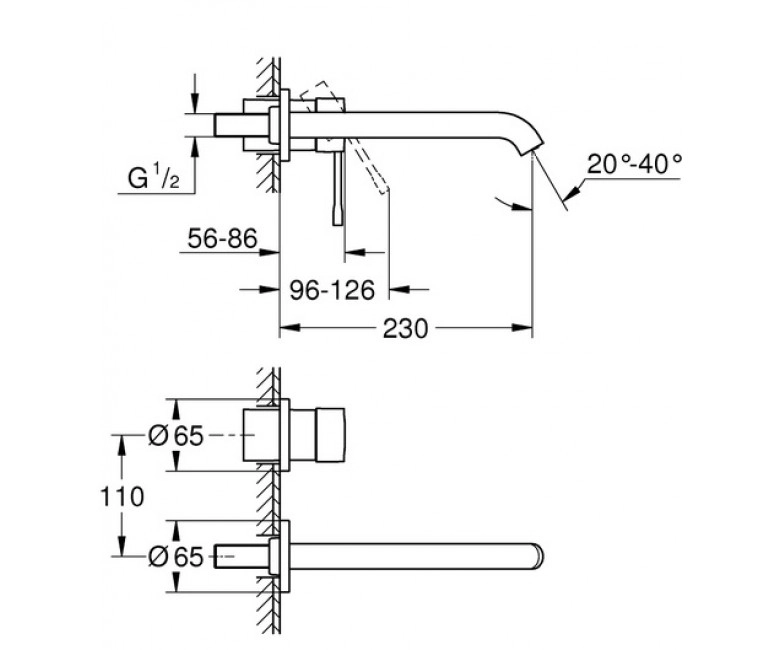 Змішувач для раковини Grohe Essence, на два отвори, L-Size, чорний (29193KF1) Фото - 1