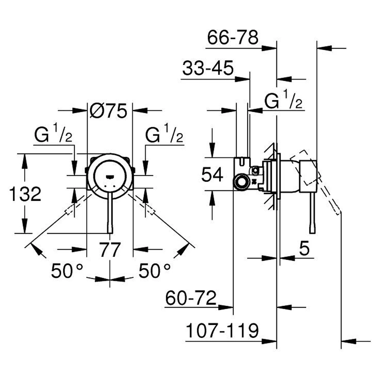 Смеситель для душа Grohe Essence скрытого монтажа (29197000) Фото - 2