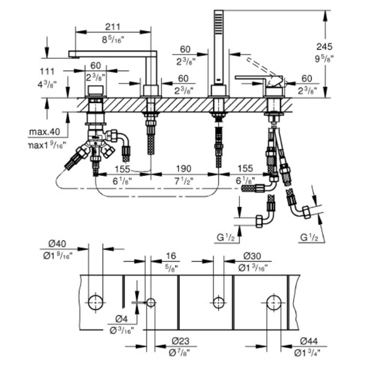 Смеситель для ванны Grohe Plus, хром (29307003) Фото - 1