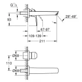 Змішувач для умивальника Grohe Eurosmart New M-Size, на стіну, чорний матовий (293382433) Фото - 3