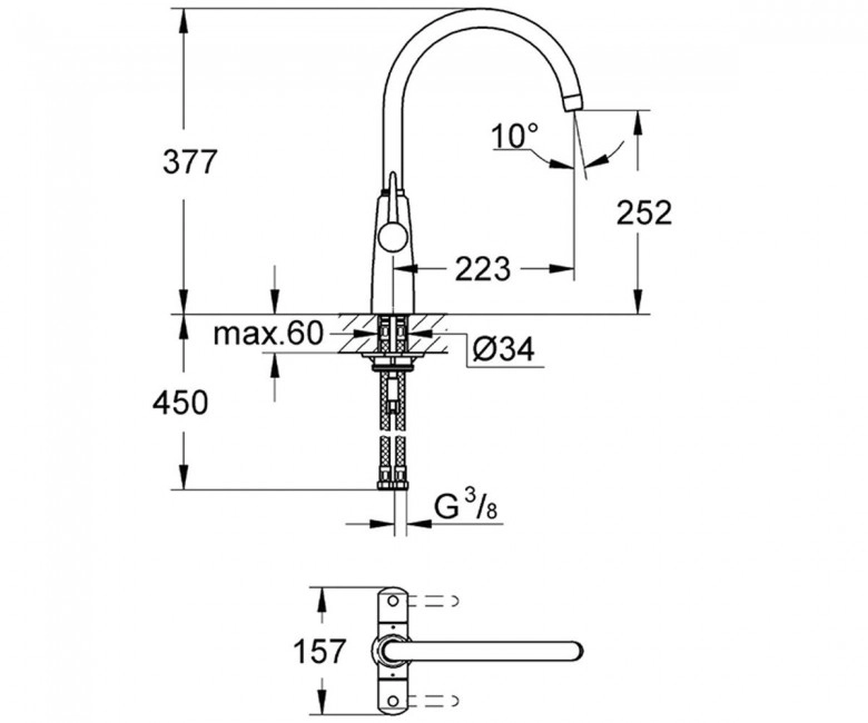 Змішувач для кухні Grohe Ambi (30189000) Фото - 1