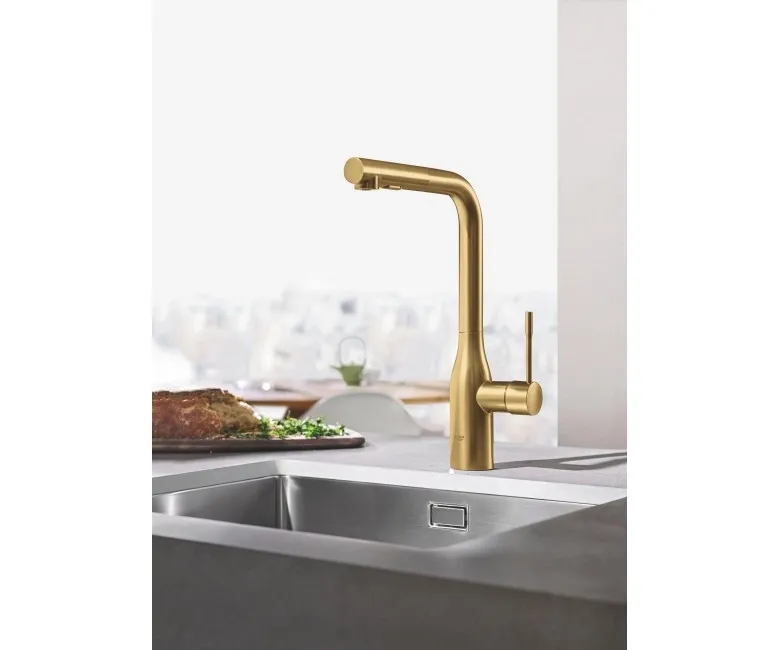 Змішувач для кухні Grohe Essence New з висувним виливом, brushed cool sunrise (30270GN0) Фото - 2