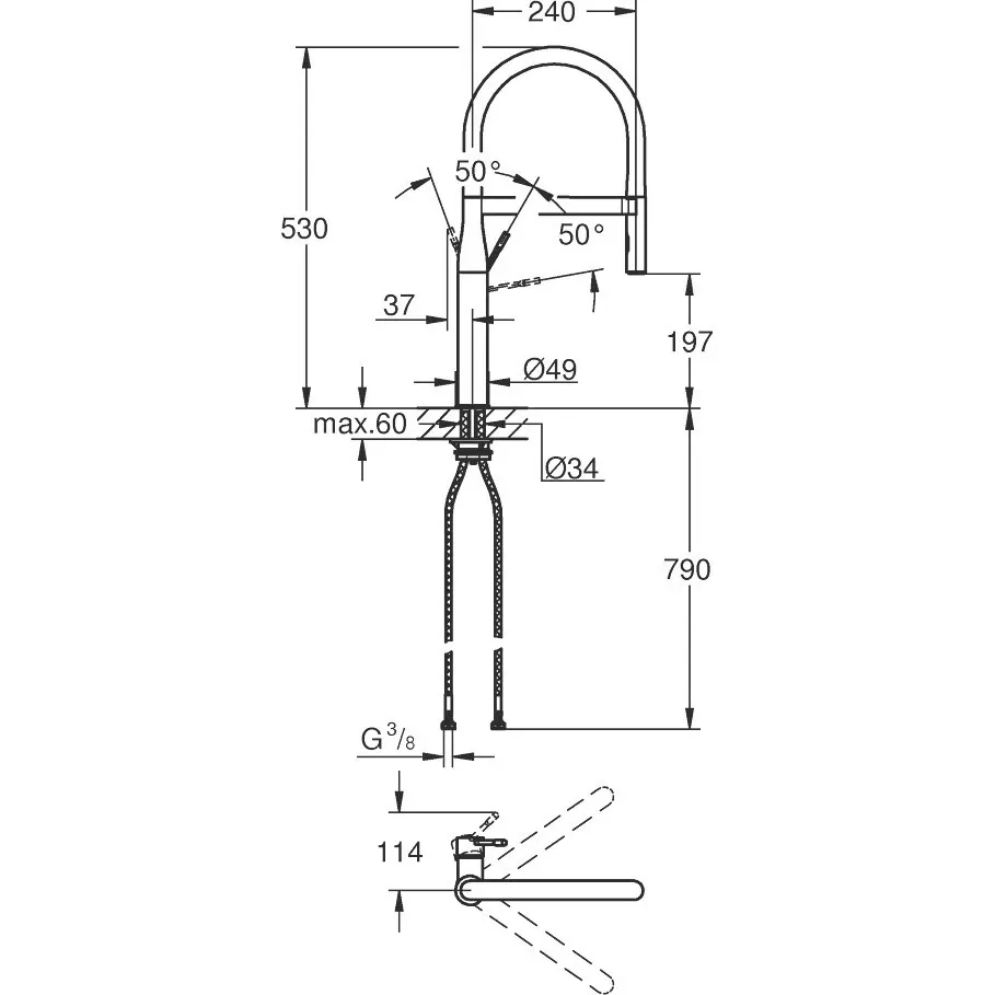Змішувач для кухні Grohe Essence одноважільний хром (30294000) Фото - 3