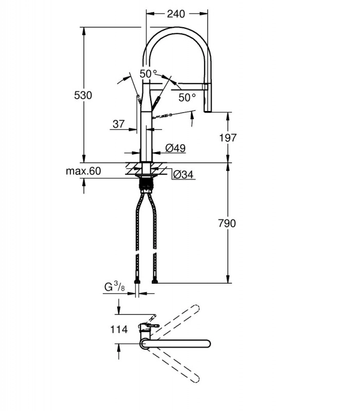 Смеситель для кухни Grohe Essence, однорычажный, hard graphite (30294A00) Фото - 1