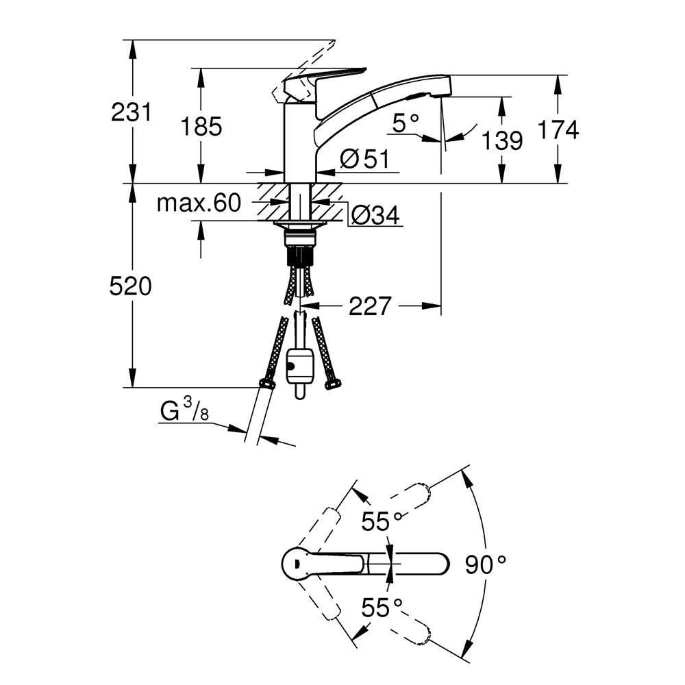 Змішувач для кухні Grohe QuickFix Start 303072431 Фото - 1
