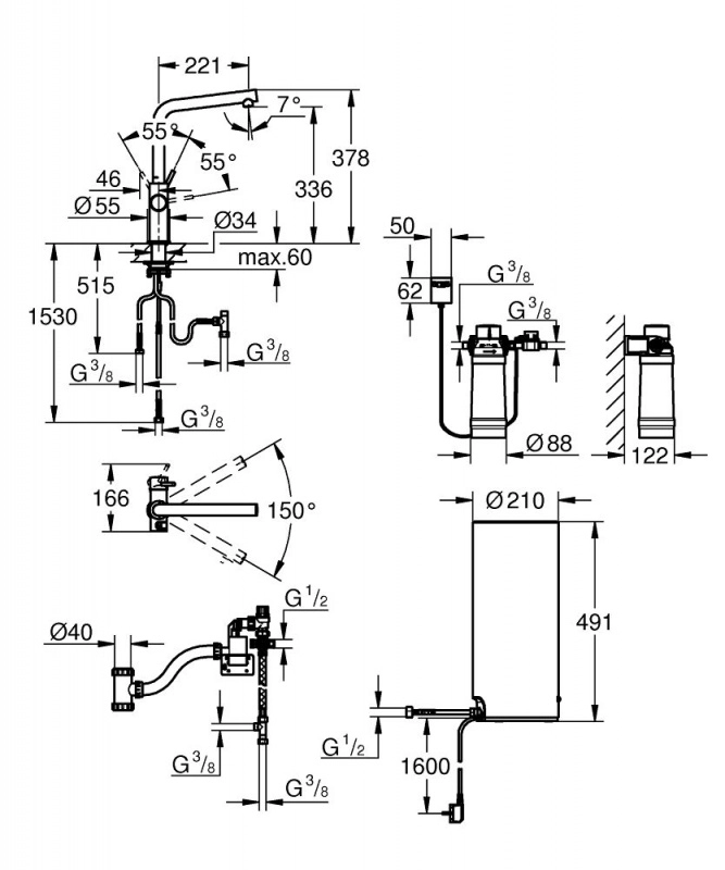 Кухонний змішувач з бойлером L-size Grohe Red Duo (30325001) Фото - 1