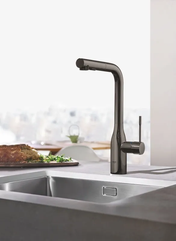 Смеситель для кухни Grohe Essence однорычажный с выдвижной лейкой, hard graphite (30504A00) Фото - 3