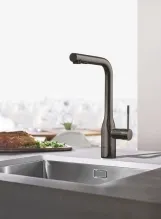 Смеситель для кухни Grohe Essence однорычажный с выдвижной лейкой, hard graphite (30504A00) Фото - 3