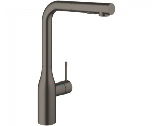 Змішувач для кухні Grohe Essence одноважільний з висувною лійкою, brushed hard graphite (30504AL0)