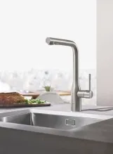 Смеситель для кухни Grohe Essence однорычажный с выдвижной лейкой, supersteel (30504DC0) Фото - 2