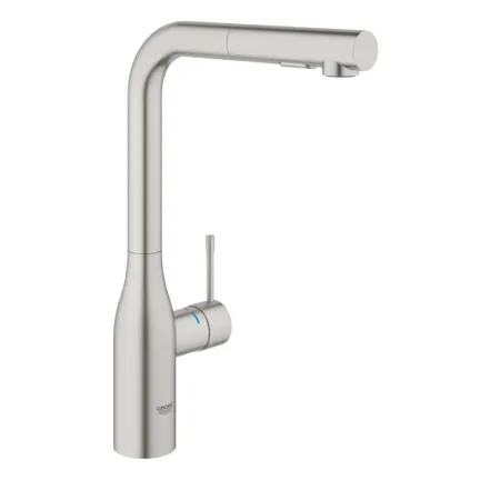 Смеситель для кухни Grohe Essence однорычажный с выдвижной лейкой, supersteel (30504DC0)