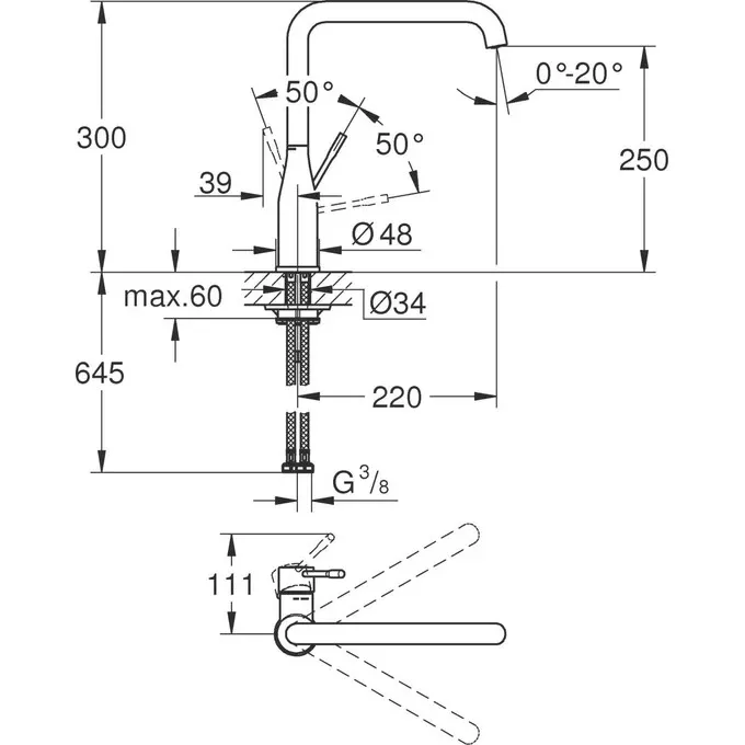 Смеситель для кухни Grohe Essence New L-размер, черный матовый (30505KF0) Фото - 1