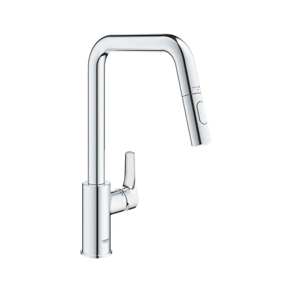 Змішувач для кухні Grohe EuroSmart одноважільний, висувний, 2 - струмені, хром (30619000)