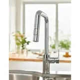Змішувач для кухні Grohe EuroSmart одноважільний, висувний, 2 - струмені, хром (30619000) Фото - 2