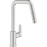 Змiшувач для кухнi Grohe EuroSmart одноважiльний, висувний, 2 - режими, суперсталь (30619DC0)