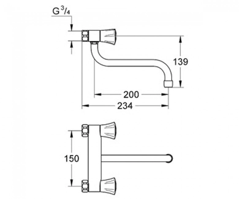 Змішувач настінний для кухні Grohe COSTA L, хром (31182001) Фото - 1