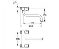 Змішувач настінний для кухні Grohe COSTA L, хром (31182001) Фото - 1