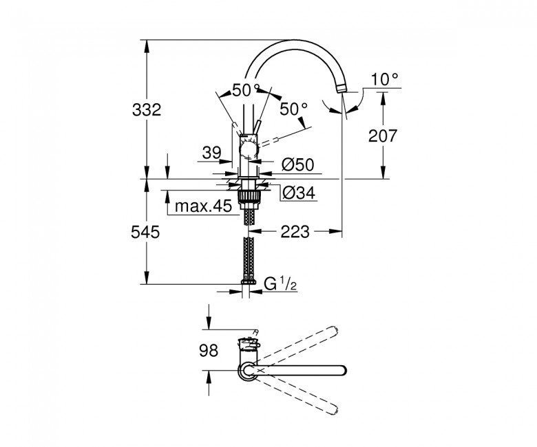 Змішувач для кухні Grohe BauClassic (31234001) Фото - 1