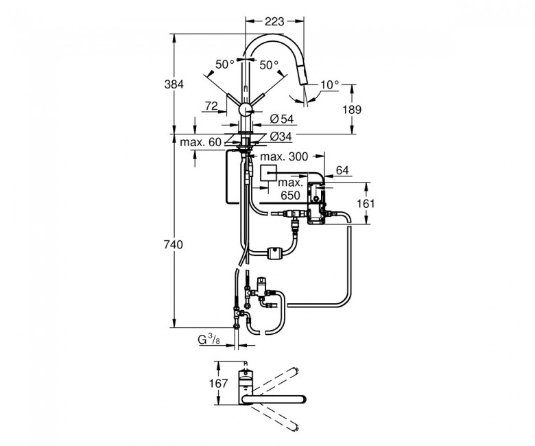 Змішувач сенсорний для умивальника Grohe MINTA TOUCH, хром  (31358002) Фото - 1