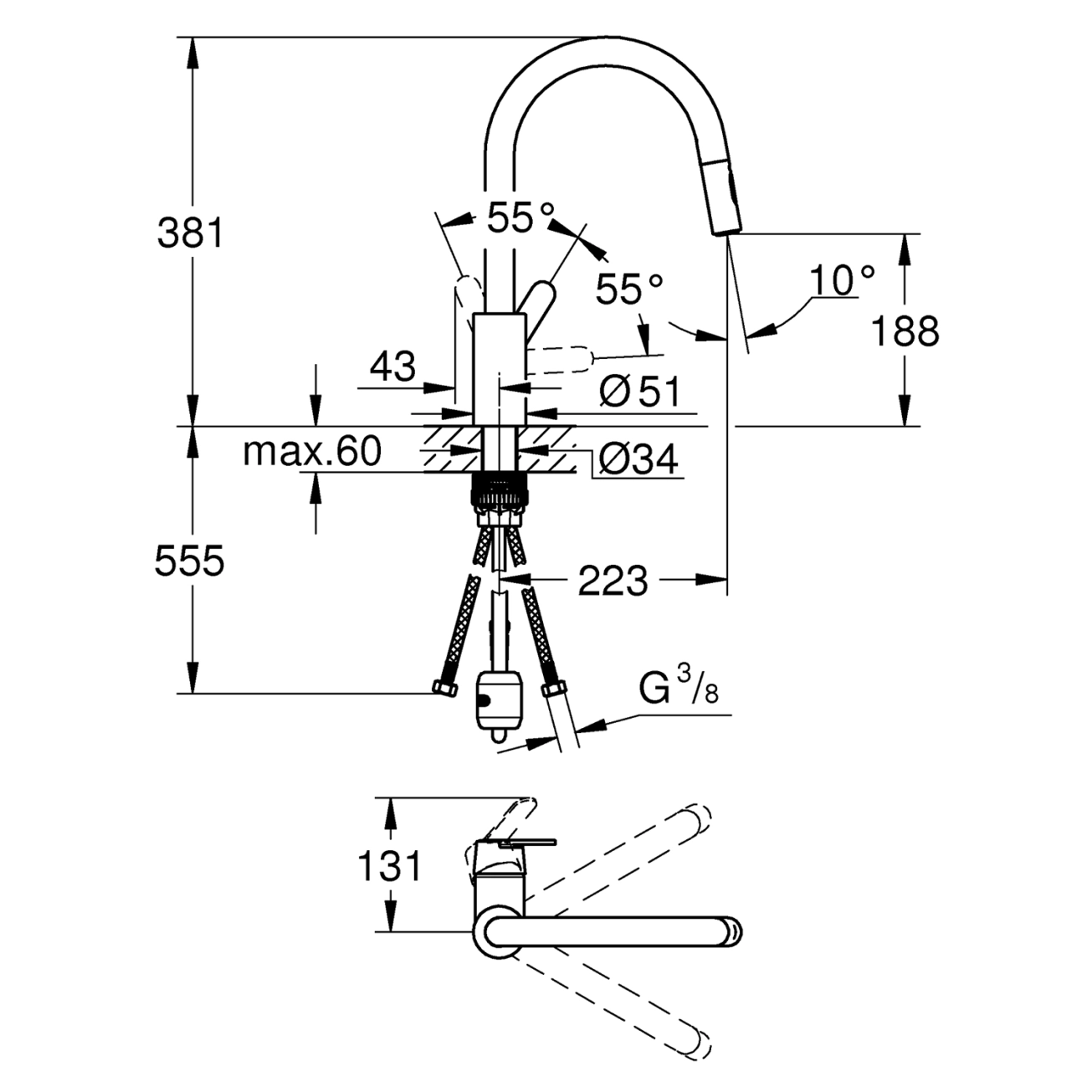 Смеситель для кухни Grohe QuickFix Get 31484001 Фото - 1