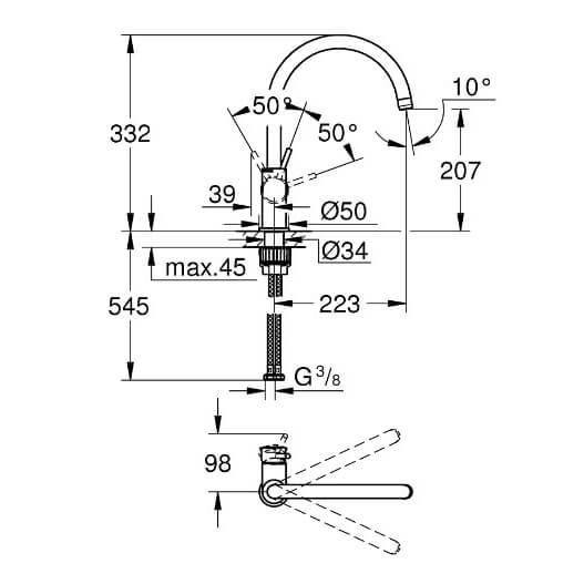 Смеситель для мойки Grohe BauClassic, хром (31535001) Фото - 2