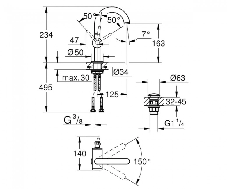 Смеситель для раковины Grohe Atrio M-Size (32043003) Фото - 1