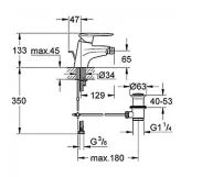 Смеситель однорычажный для биде Grohe TOUCH (гибкая подводка, на цепочке), хром (32265000) Фото - 1