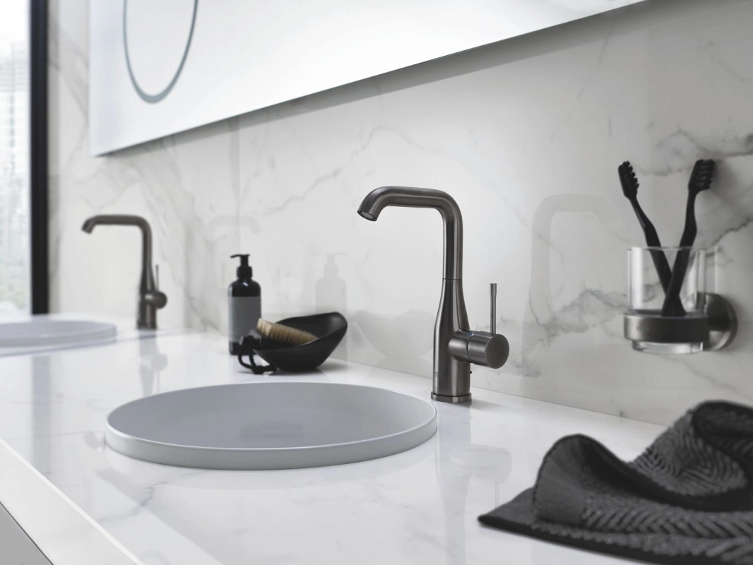Змішувач для умивальника Grohe Essence New L-Size з донним клапаном, графіт матовий (32628AL1) Фото - 2