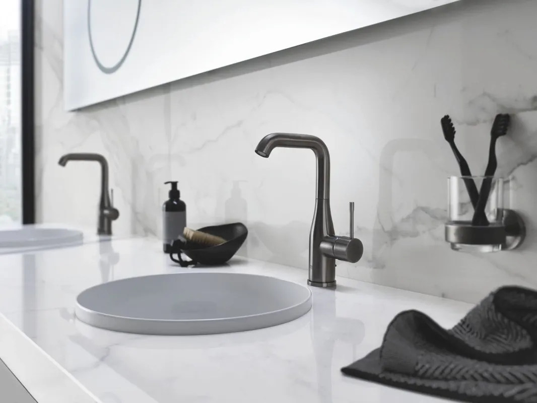 Смеситель для умывальника Grohe Essence New L-Size с донным клапаном, графит матовый (32628AL1) Фото - 2