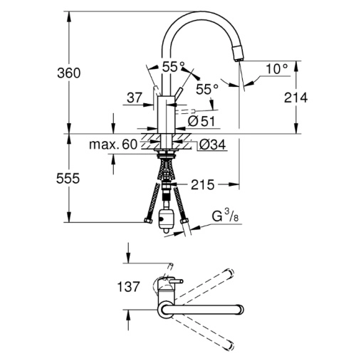 Змішувач для кухні Grohe Concetto, хром (32663003) Фото - 1