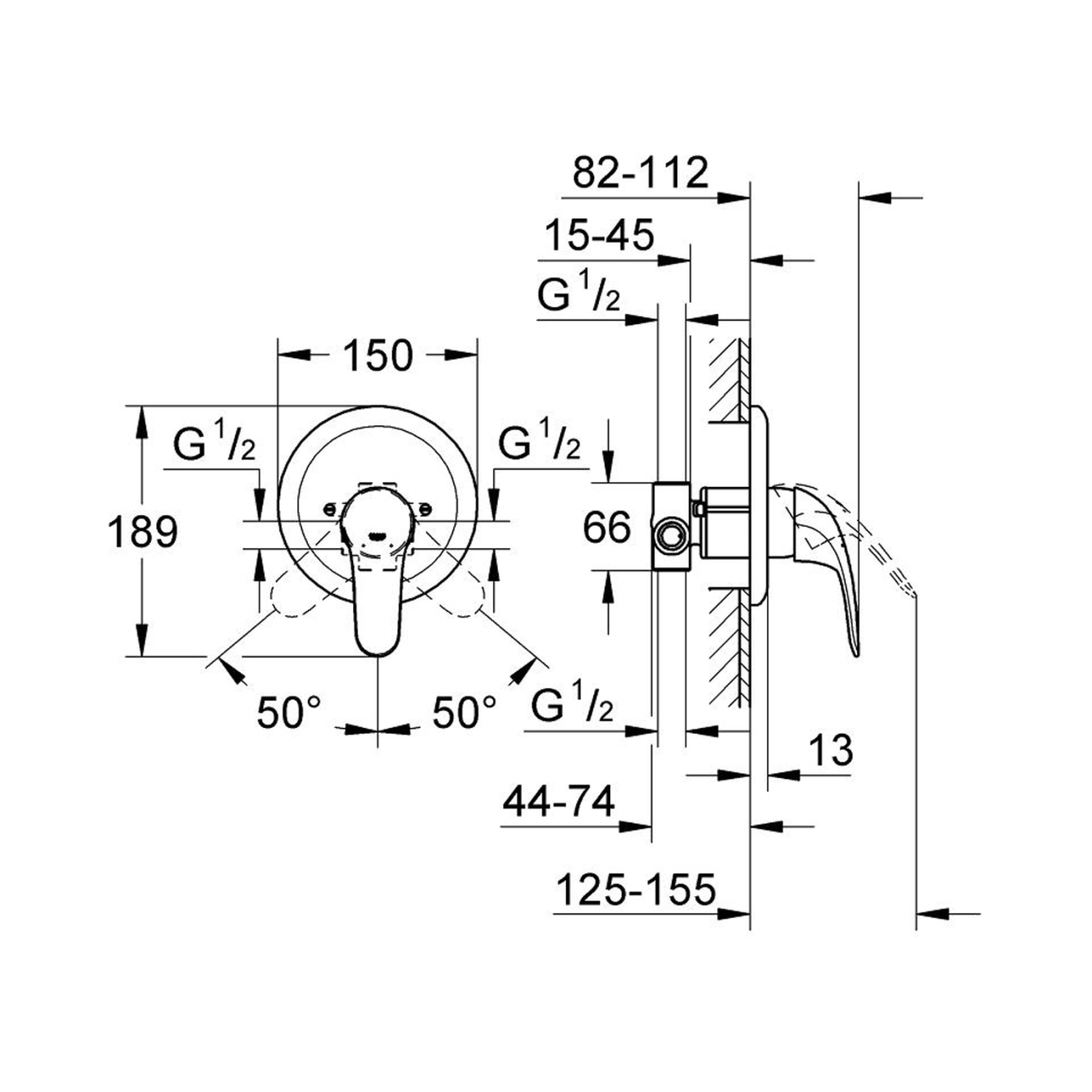 Смеситель скрытого монтажа для душа Grohe Euroeco 32742000 Фото - 1