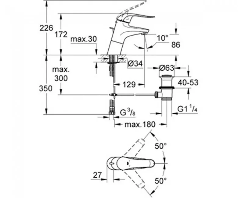 Змішувач для раковини Grohe Euroeco Special, хром (32766000) Фото - 1