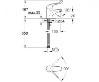 Змішувач для раковини Grohe Euroeco Special, одноважiльний (32789000) Фото - 1