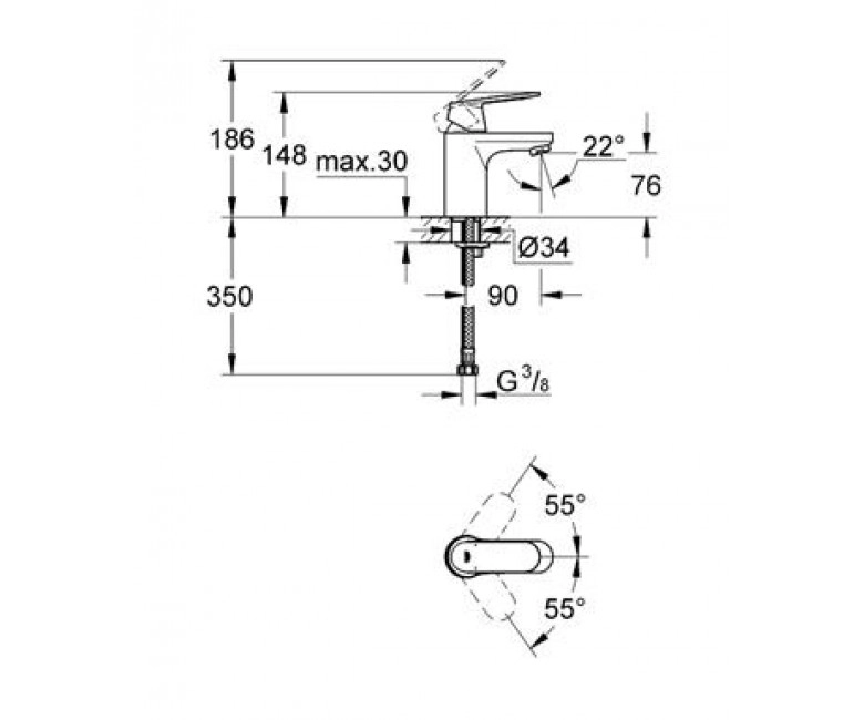 Смеситель для раковины Grohe EUROSMART Cosmo (32824000) Фото - 1