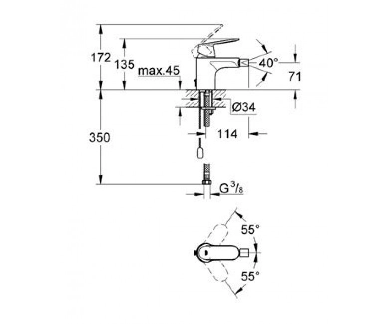 Змішувач для біде Grohe Eurosmart Cosmopolitan, одноважiльний (32840000) Фото - 1
