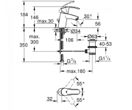 Змішувач для умивальника Grohe Eurosmart S-Size, хром (33265002) Фото - 1