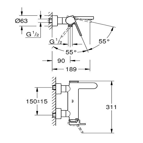 Змішувач для ванни Grohe Plus, хром (33553003) Фото - 1