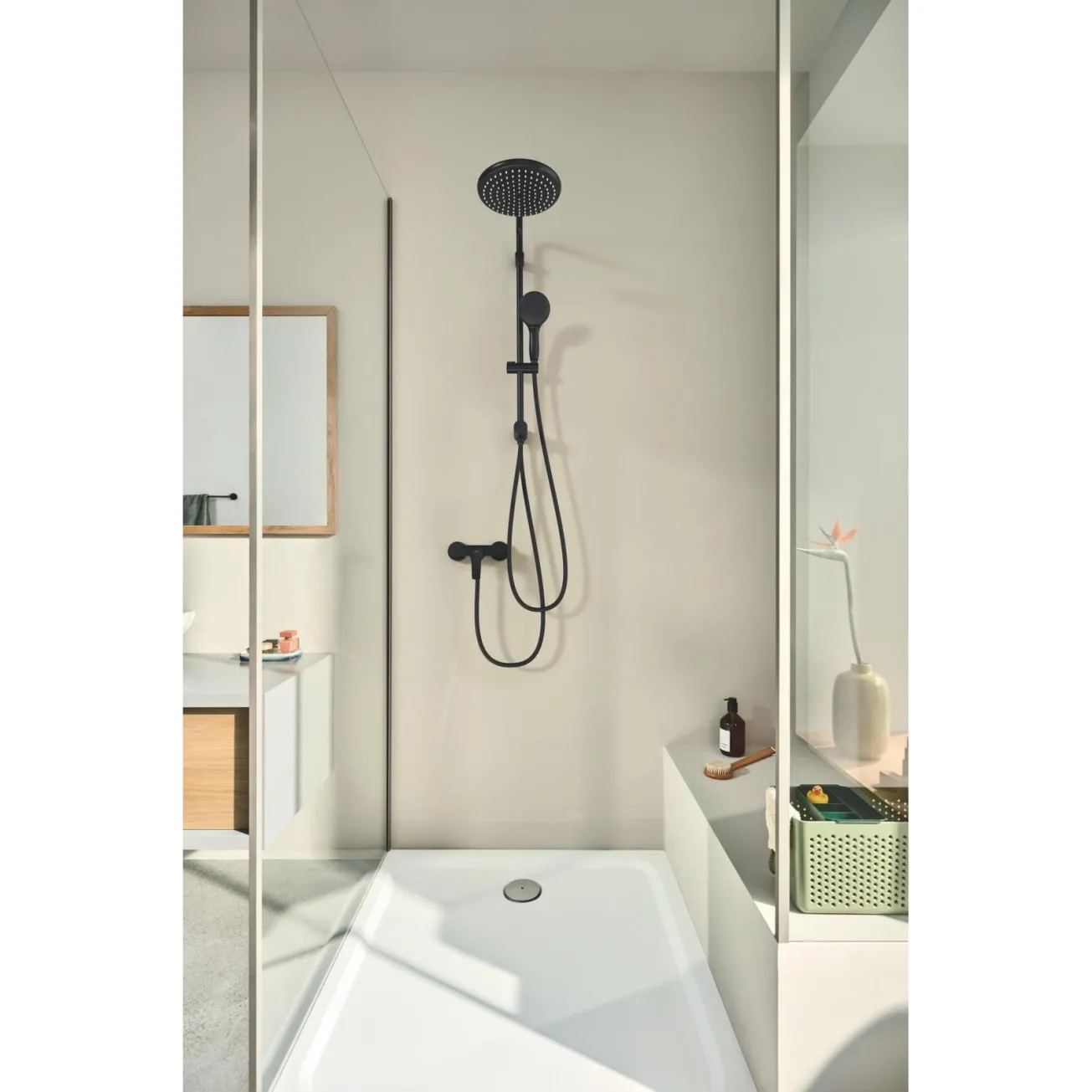 Змішувач для душу Grohe Eurosmart New, одноважільний, настінний монтаж, чорний матовий (335552433) Фото - 1